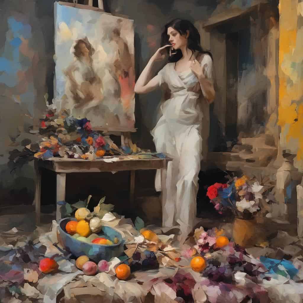 Ορχημα καλλιτεχνικής επανάστασης του 20ού αιώνα με ζωγράφο σε στούντιο.